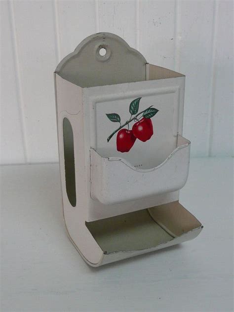 Vintage Match Box Holder Red & White Metal Match 